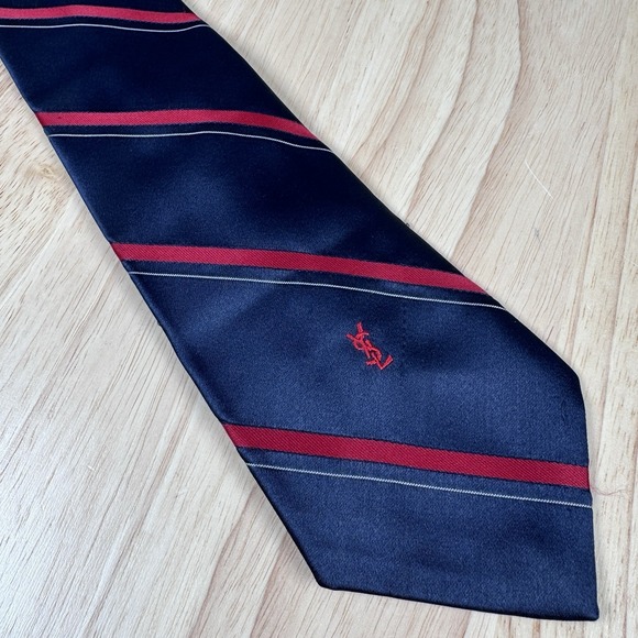 Saint Laurent Other - YVES SAINT LAURENT Tie Red Blue Striped Sophisticated Luxury Elegance Old Money